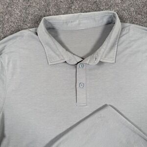 Lululemon Evolution Shirt Large Heather Blue Short Sleeve Stretch Golf Polo Mens
